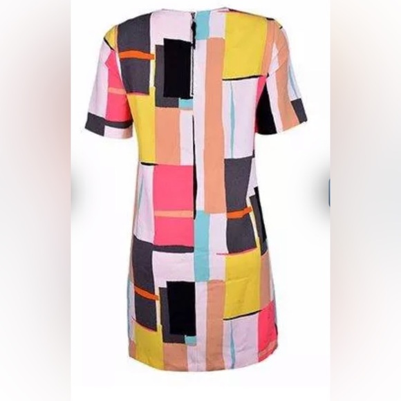 Gibson Latimer Color Burst Block Retro Mod Shift Dress - Picture 3 of 10